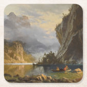 Vintag Albert Bierstadt Amerikanischen Ureinwohner Rechteckiger Pappuntersetzer (Vorderseite)