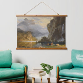 Vintag Albert Bierstadt Amerikanischen Ureinwohner Wandteppich Mit Holzrahmen