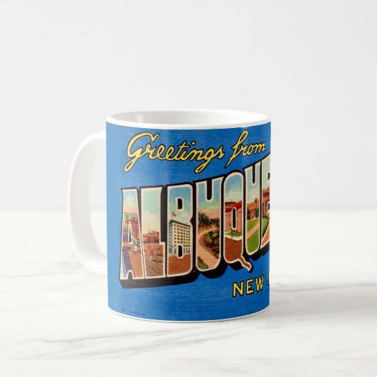 Vintag Albuquerque NM Gruß Kaffeetasse (Vorderseite Links)