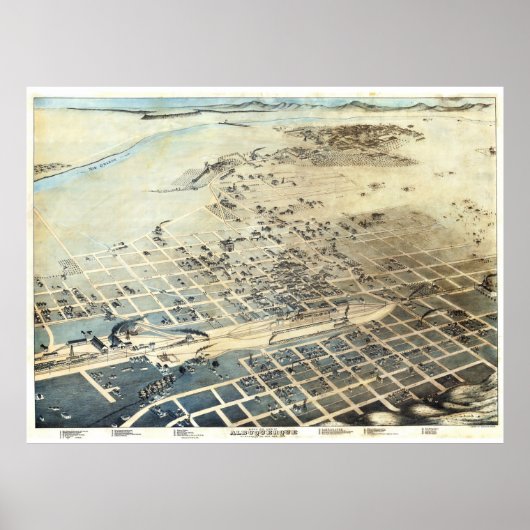 Vintag Albuquerque NM Map (1886) Poster (Vorne)