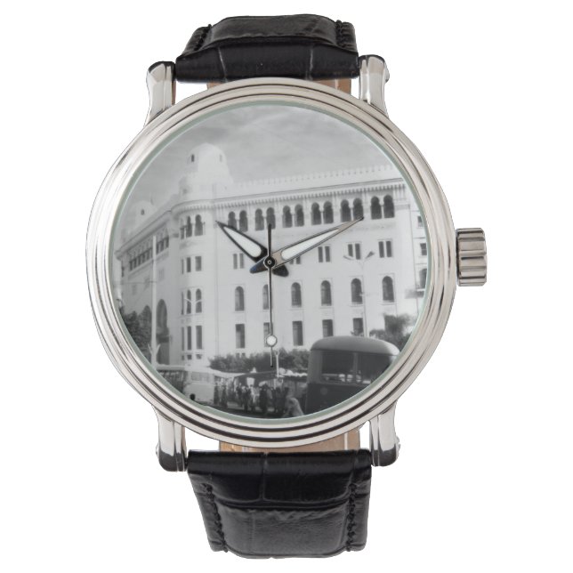 Vintag Algerien Algier Post-Gebäude Armbanduhr (Vorderseite)