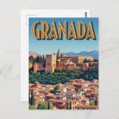 Vintag Alhambra Granada Spanien Reisen Postkarte (Vorne/Hinten)