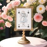 Vintag Alice Wonderland Alice Drink Me Charakter Tischnummer<br><div class="desc">Wunderschön gestaltete Vintage Alice im Wunderland-thematische Hochzeitsschilder Tischnummer. Ideal für eine Hochzeit zum Thema Alice im Wunderland. Wir haben die ikonische Alice im Wunderland Vintag Drink mir Alice-Zeichentrick sorgfältig restauriert, indem wir sie von Hand skizziert und mit wunderschönen Aquarellfarben-Untertönen zum Leben erweckt haben. Die Tischnummer ist wie eine Spielkarte mit...</div>