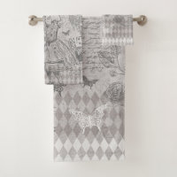 Vintag Alice Wonderland Decoupage Gray