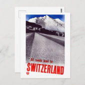 Vintag alle Straßen führen zur Schweiz Reisepost Postkarte (Vorne/Hinten)