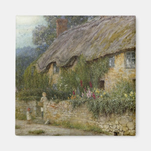 Vintag Allingham Mutter Kind, das eine Hütte betri Magnet