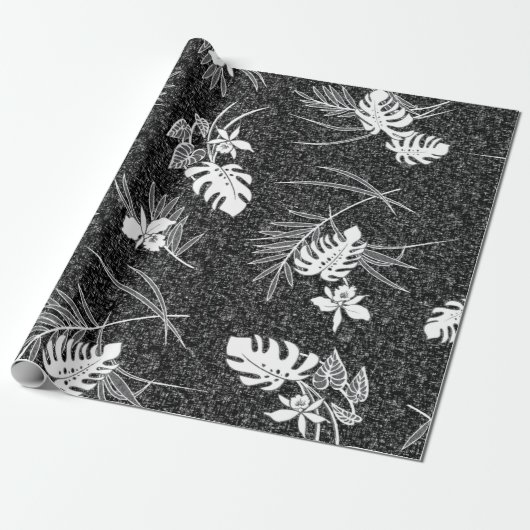 Vintag Aloha Gift Wrap | Lau Barkcloth Black Geschenkpapier (Ungerollt)