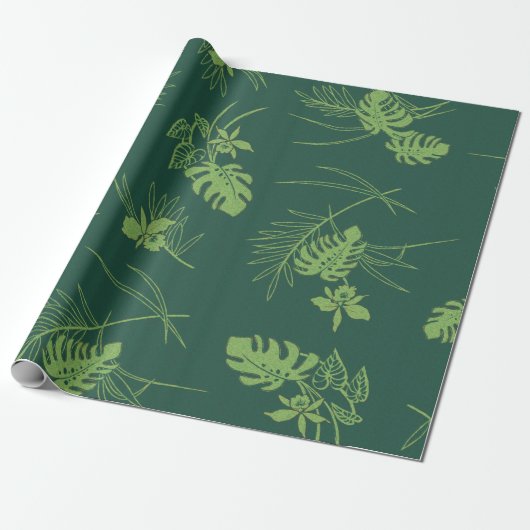 Vintag Aloha Gift Wrap | Lau Barkcloth Green Geschenkpapier (Ungerollt)