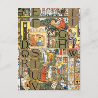 Vintag Alphabet Postkarte