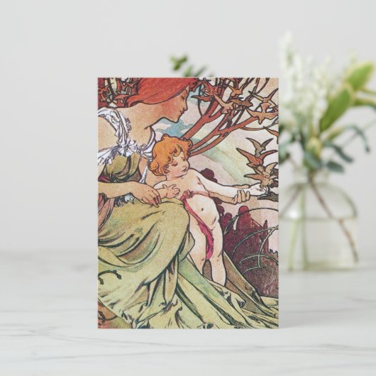 Vintag Alphonse Mucha Einladung (Stehend Vorderseite)