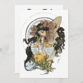Vintag Alphonse Mucha Einladung (Vorne/Hinten)