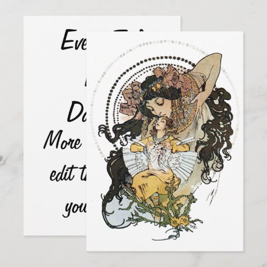 Vintag Alphonse Mucha Einladung (Vorne/Hinten)
