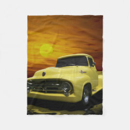 Vintag Alter Gelber LKW Fleecedecke