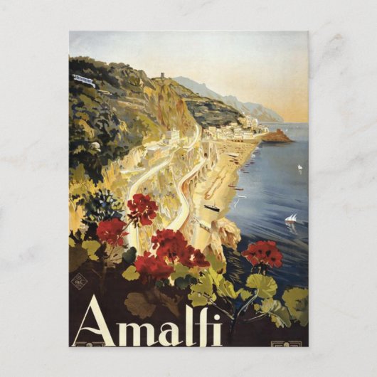 Vintag Amalfi Italien Europäische Reisewerbung Postkarte (Vorderseite)