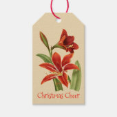 Vintag Amaryllis Christmas Cheer Geschenkanhänger (Vorderseite)