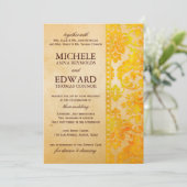 Vintag Amber Damask Lace Wedding Einladung (Stehend Vorderseite)
