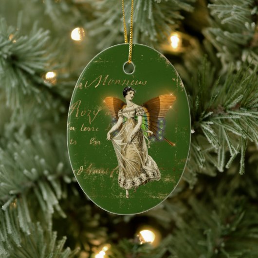 Vintag Amber Wing Fairy Keramik Ornament (Baum)