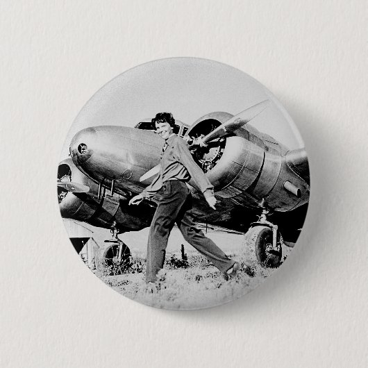Vintag Amelia Earhart Foto Button (Vorderseite)