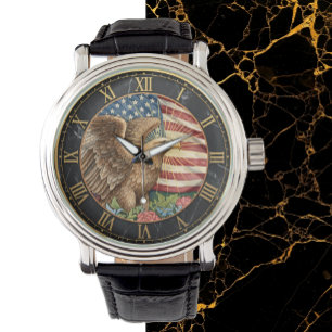 Vintag American Eagle Watch, American Flag / USA Armbanduhr