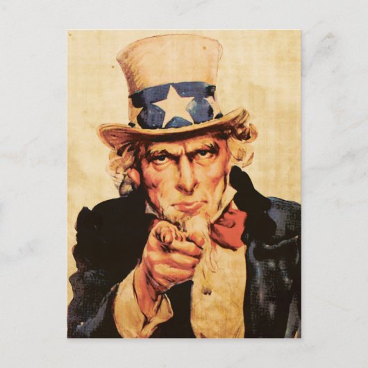 Vintag American Patriotic Uncle Sam Postkarte (Vorderseite)