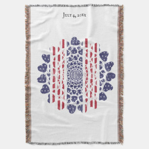 Vintag American Psychedelic Patriotic Hearts Decke