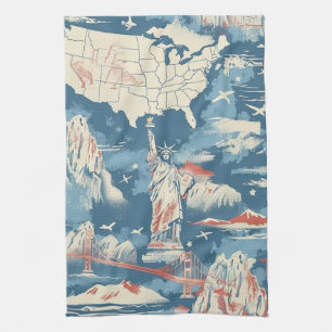 Vintag American Sehenswürdigkeit Pattern - Liberty Geschirrtuch