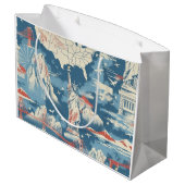 Vintag American Sehenswürdigkeit Pattern - Liberty Große Geschenktüte (Rückseite Schrägansicht)
