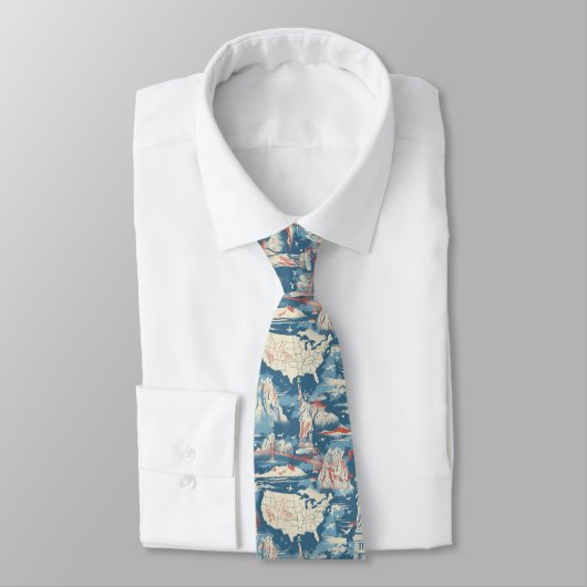 Vintag American Sehenswürdigkeit Pattern - Liberty Krawatte (Gebunden)