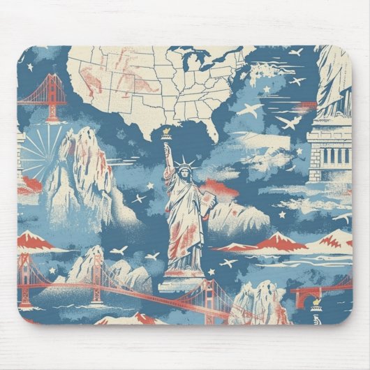 Vintag American Sehenswürdigkeit Pattern - Liberty Mousepad (Vorne)