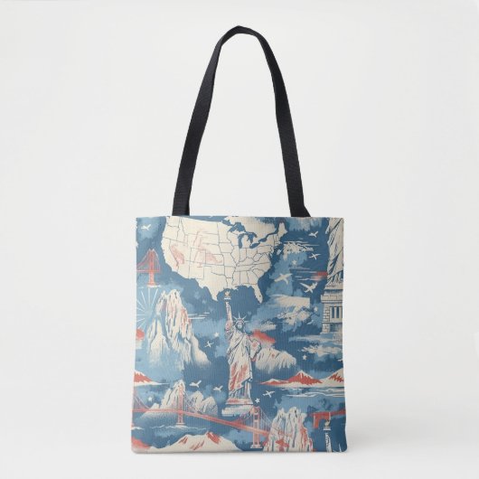 Vintag American Sehenswürdigkeit Pattern - Liberty Tasche (Vorderseite)
