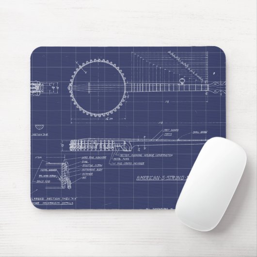 Vintag American String Banjo Mousepad (Mit Mouse)