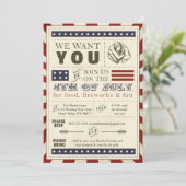 Vintag Americana 4. Juli Party Einladung (Stehend Vorderseite)