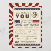 Vintag Americana 4. Juli Party Einladung (Vorne/Hinten)
