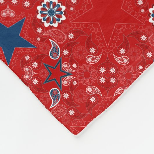 Vintag Americana Bandana Print Fleece Blanket (Ecke)