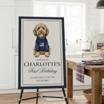 Vintag Americana Kariert Doodle Hund Erster Geburt