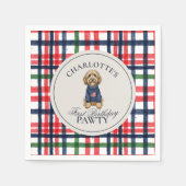 Vintag Americana Kariert Doodle Hund Erster Geburt Serviette (Vorderseite)