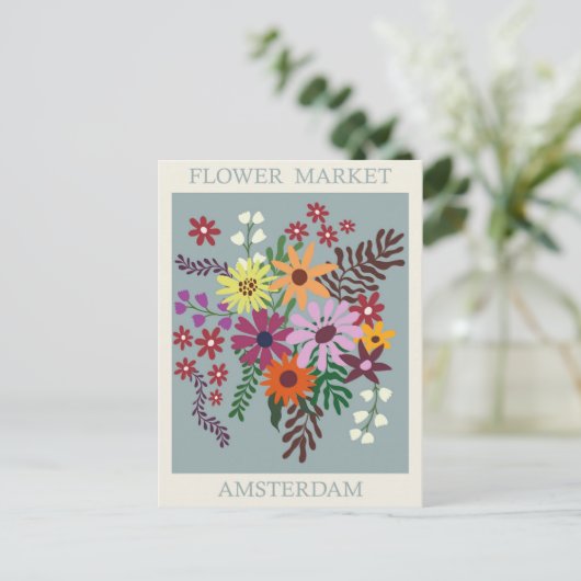 Vintag Amsterdam Holland Blume Travel Postkarte (Stehend Vorderseite)