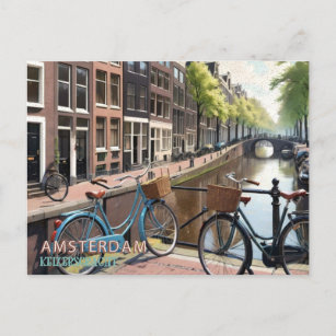 Vintag Amsterdam Keizersgracht Bicycle Postkarte