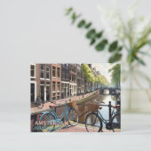 Vintag Amsterdam Keizersgracht Bicycle Postkarte (Stehend Vorderseite)