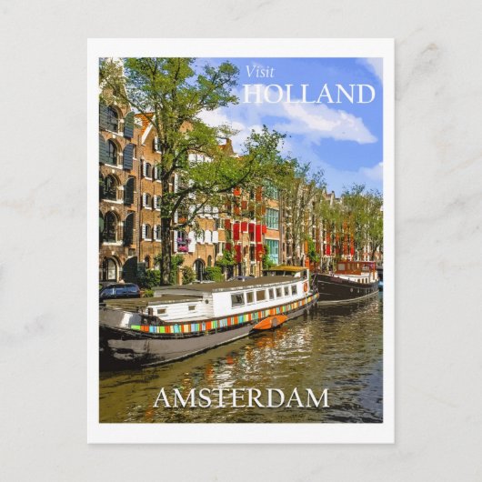 Vintag Amsterdam Niederlande Kanalbootfahrt Postkarte (Vorderseite)