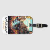 Vintag Amsterdam Niederlande Malerei Gepäckanhänger (Vorderseite (Horizontal))