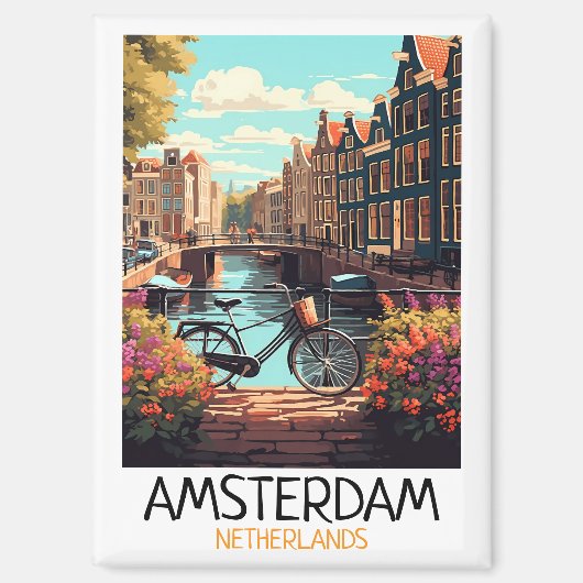 Vintag Amsterdam Niederlande Malerei Magnet (Vorderseite)