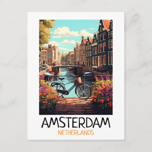 Vintag Amsterdam Niederlande Malerei Postkarte (Vorderseite)