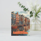 Vintag Amsterdam Niederlande Reisen Postkarte (Stehend Vorderseite)