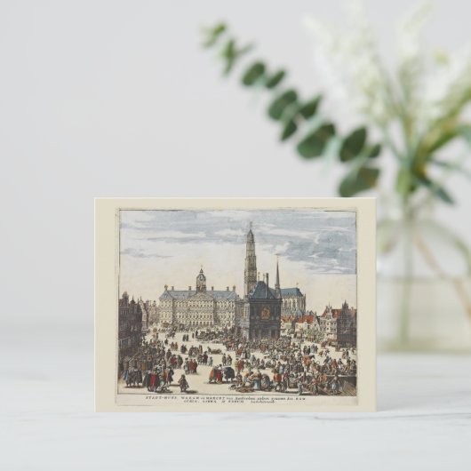Vintag Amsterdam, Rathaus Postkarte (Stehend Vorderseite)