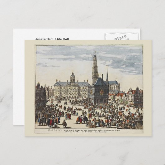 Vintag Amsterdam, Rathaus Postkarte (Vorne/Hinten)