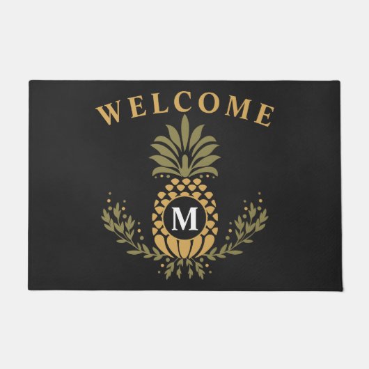 Vintag Ananas Mit Monogramm Personalisiert Fußmatte (Vorderseite)