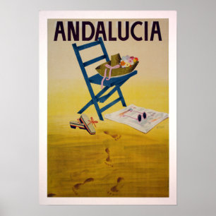 Vintag Andalusien Beach Travel Poster