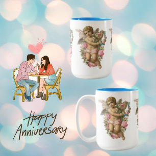 Vintag Angel Blume Wing Zweifarbige Tasse