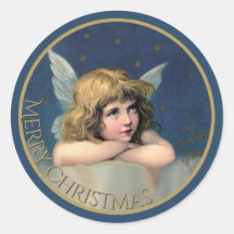 Vintag Angel Frohe Weihnachten Blau und Gold
